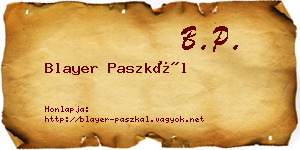 Blayer Paszkál névjegykártya